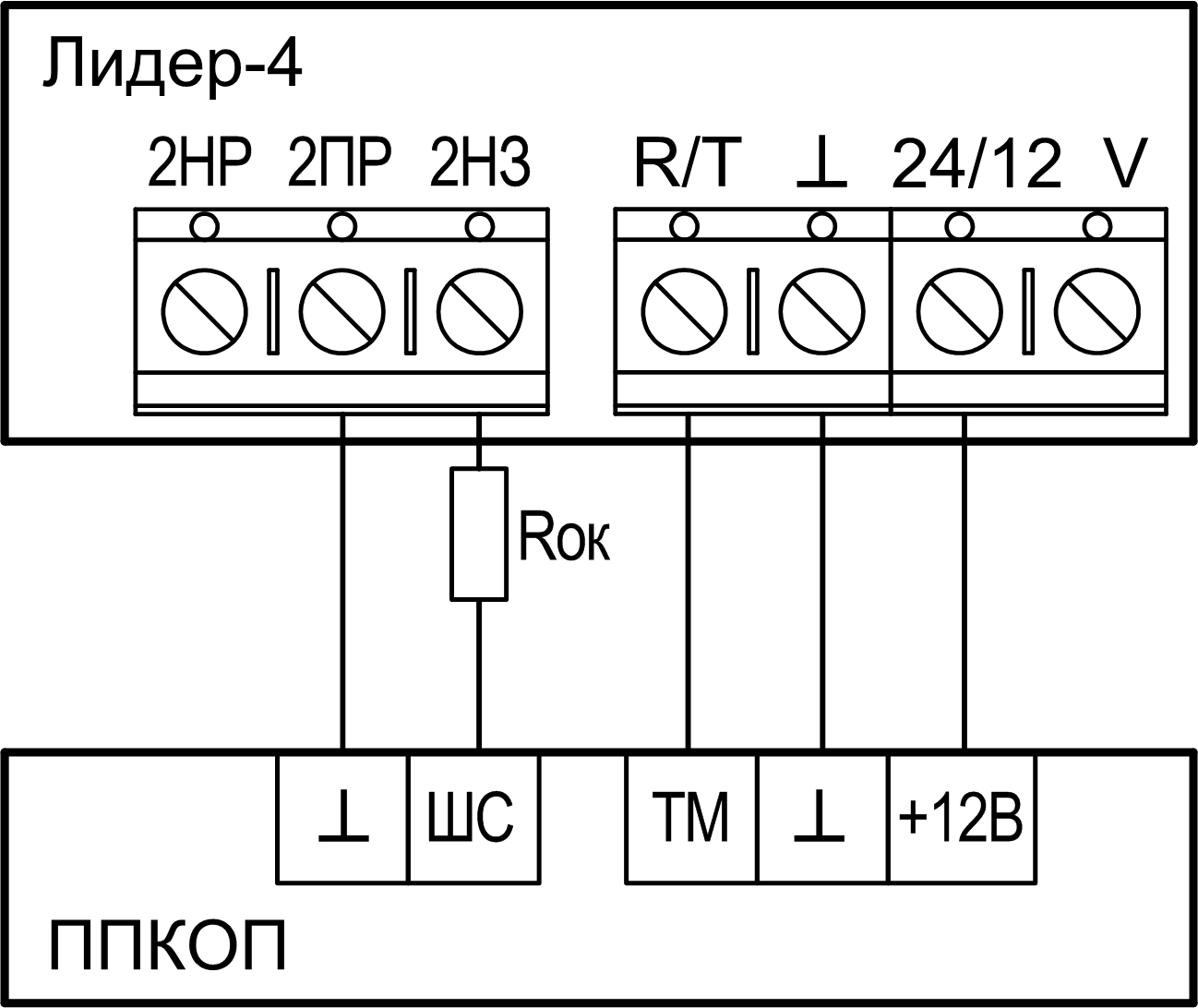 Схема подключения блока приемника «Лидер 4» к плате управления внешнего устройства (например, шлагбаумом) Устройство радиоуправления Сибирский Арсенал Лидер-4. Изображение 1